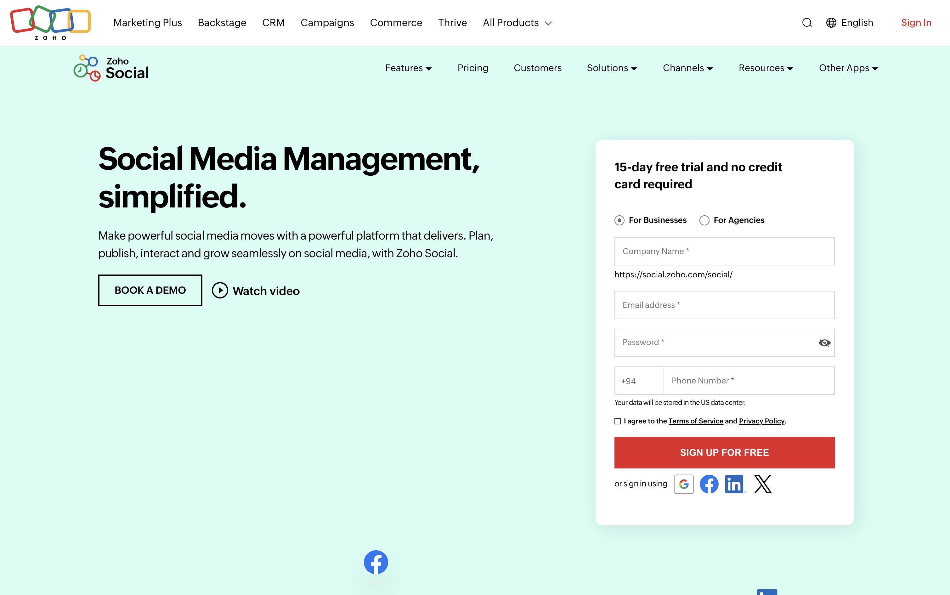 Zoho Social screenshot